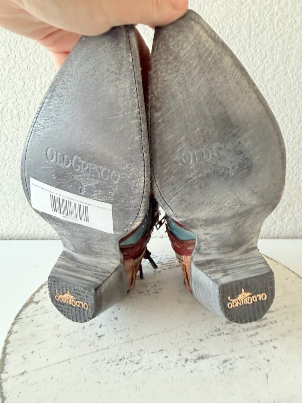Old Gringo EAGLE FLIGHT Short Cowboy Boots Blue Red Womens 7.5 Snip Toe Ankle - Picture 9 of 13